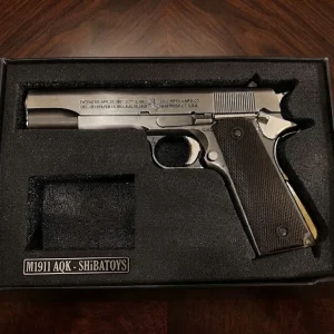 Mô hình Súng Kim Loại M1911 MÀU BẠC – AQK , đạn nhựa 6mm / cắc bụp , tỷ lệ 1 : 1
